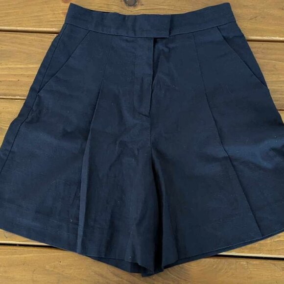 NWT A.P.C. Navy Diane Shorts - High Waisted Pleated Shorts - Picture 5 of 6